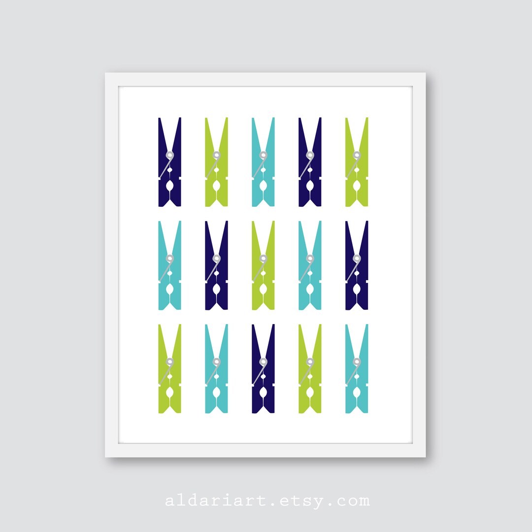 Clothespins Art Print, Laundry Room Wall Art, Laundry Room Decor ...