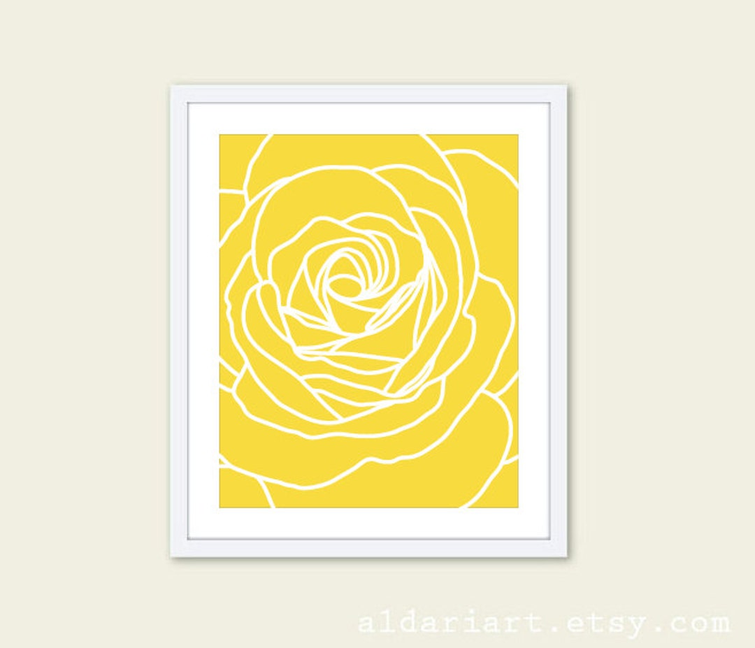 Yellow Rose Print Modern Flower Art Rose Wall Art Home Etsy