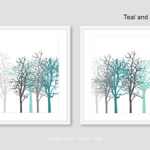 Trees Art Print, Tree Wall Art, Minimalist Tree Print, Woodland Wall Decor, Tree Poster, Winter Trees Art, set of 2 prints