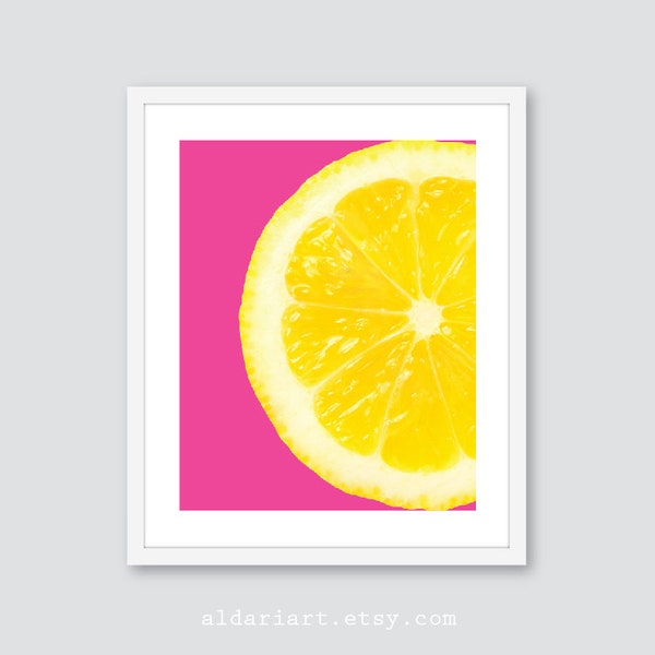 Lemon print, Fruit Wall Decor, Kitchen Wall Art, Lemon slice print, lemon poster, lemon art, Custom Color