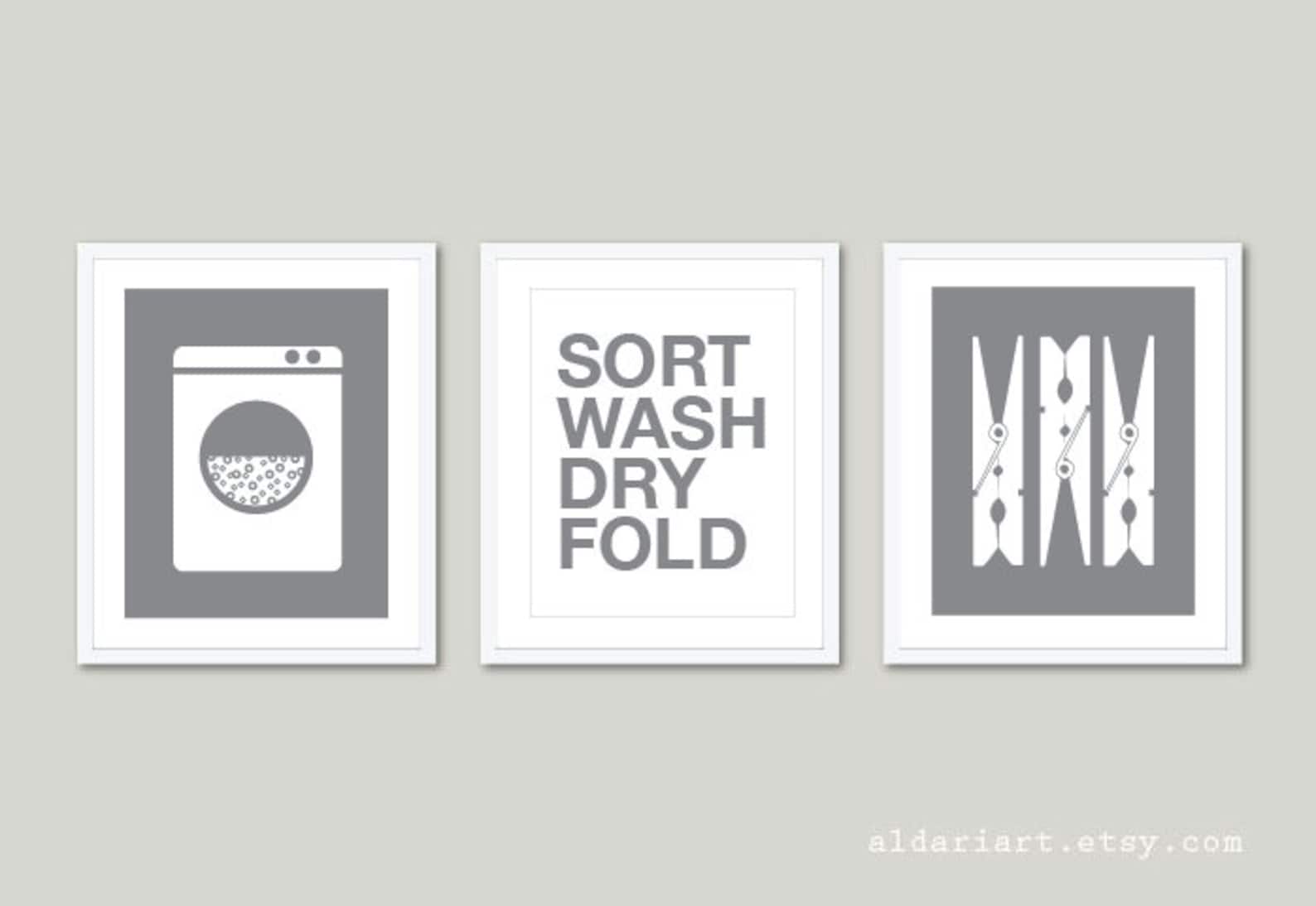 Laundry Room Art Prints Set of 3 Laundry Wall Art Etsy