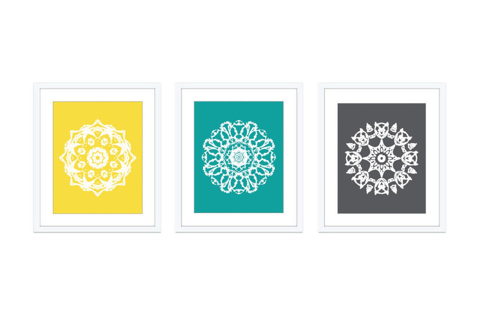 Mandala Art Print - Set of 3 - Mandala Wall Art - Medallion Art Print ...