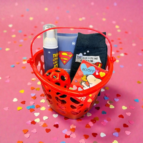 Superman Valentine Gift Basket for Boys | Non Candy Valentine | Superhero Gift Set | Friendship Valentine for Kids & Teens