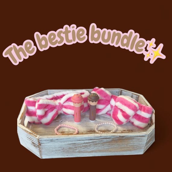 The Bestie Bundle – Matching Friendship Gift Set | Pink Headbands, Lip Gloss & Beaded Bracelets | Cute Gift for Best Friends, Teens, Girls
