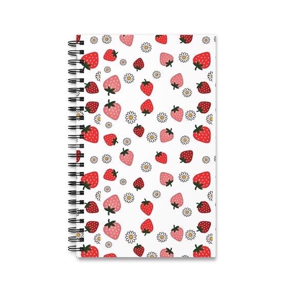 Strawberry Spiral Journal - Cute Notebook for Note-taking, Journaling, Gifts, Back to School, Gardening Inspiration