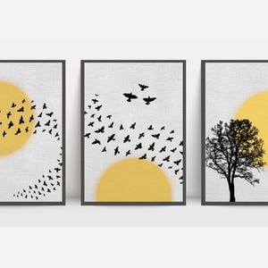 Sun and Moon Wall Art Print Set: Abstract Boho Decor (Digital Download)