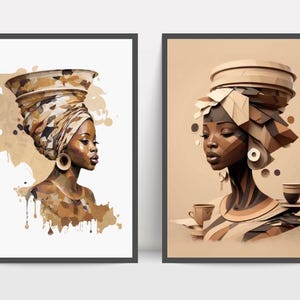 African Woman Art Print: Minimalist Face, Modern Wall Decor (Digital Download)