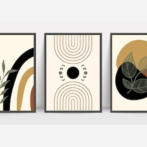 Boho Abstract Flowers Print Set, Botanical Vintage Art Print, Terracotta Prints, Flower Market Poster, Flower Wall Art, Digital Download