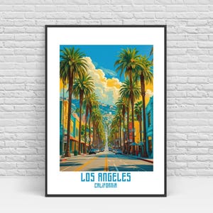 Los Angeles Travel Poster, Retro LA City Print, Trendy Wall Art, Digital Prints, California Printable Art.