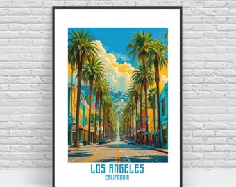 Retro Los Angeles Travel Poster: LA City Art Print (Digital Download)