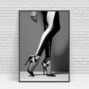 Black and White Fashion Heels Print: Chic Room Decor (Digital Download)