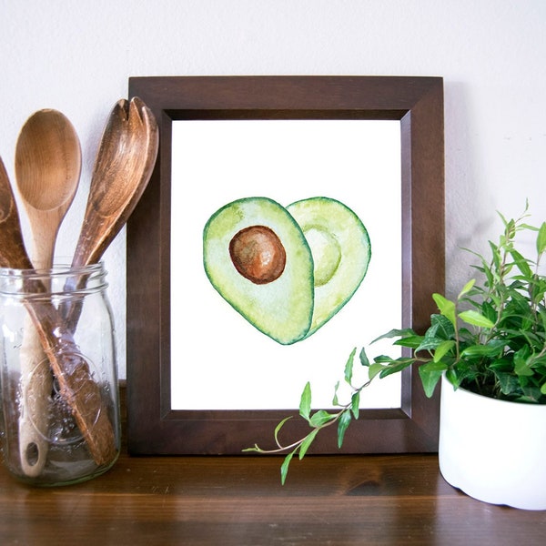Avocado Love Printable Kitchen Wall Art / Watercolor Painting