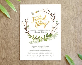 She Found Her Honey Bridal Shower Invitation Digital Printable for a Bee Bridal Shower