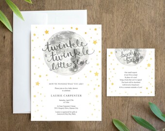 Twinkle Twinkle Little Star Baby Shower Invitation Printable for a Gender Neutral Baby Shower