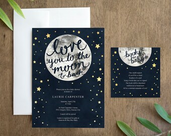 Love you to the Moon and back Baby Shower Invitation Printable for a Gender Neutral Baby Shower