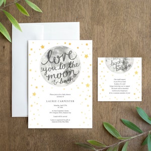 Love you to the Moon and back Baby Shower Invitation Printable for a Gender Neutral Baby Shower