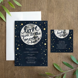 Love you to the Moon and back Baby Shower Invitation Printable for a Gender Neutral Baby Shower