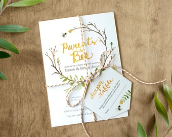 Parents to Bee Invitation Printable for a Gender Neutral Co-Ed Baby Shower