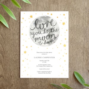 Love you to the Moon and back Baby Shower Invitation Printable for a Gender Neutral Baby Shower image 3