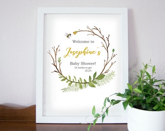 Bee + Floral Bridal Shower Welcome Sign Digital Printable Set