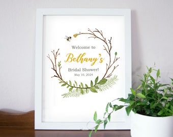 Bee + Floral Bridal Shower Welcome Sign Digital Printable Set