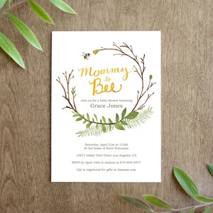 Mommy to Bee Baby Shower Invitation Printable for a Gender Neutral Baby Shower