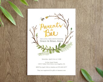 Parents to Bee Invitation Printable for a Gender Neutral Co-Ed Baby Shower