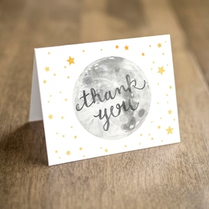 Love you to the Moon / Twinkle Twinkle Little Star Thank You Note Card Printable in White or Navy