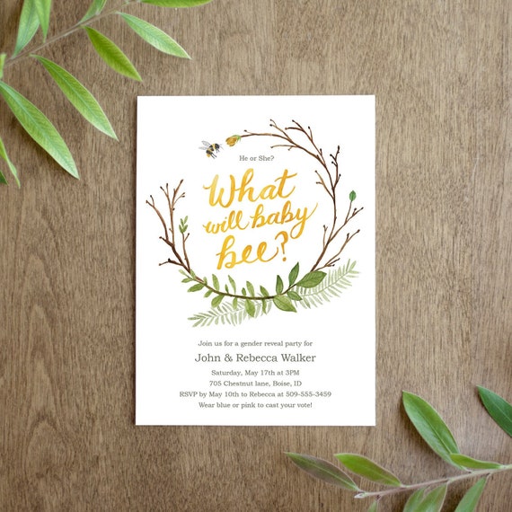 What Will Baby Bee Gender Reveal Invitation Digital Printable Etsy What Will Baby Bee Gender Reveal Invitation Digital Printable Etsy