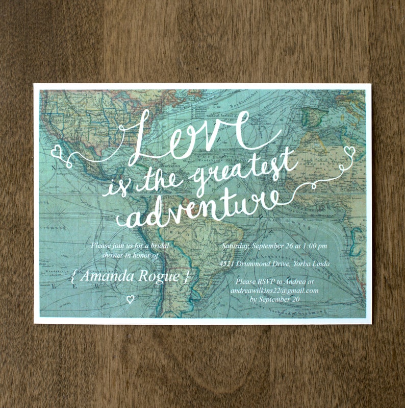 Love Is The Greatest Adventure Bridal Shower Invitation Etsy
