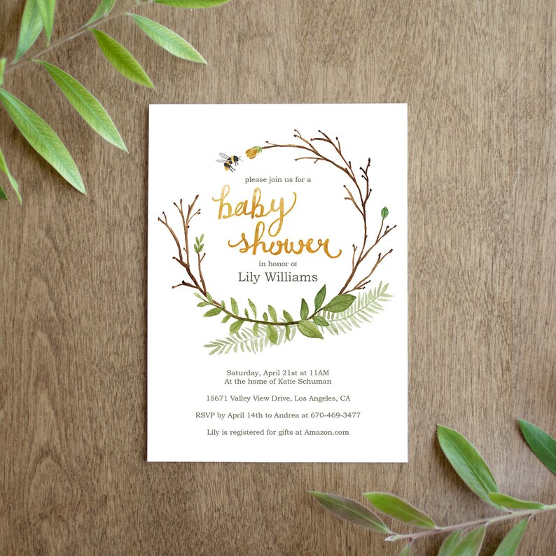 Bee Youngster Shower Invitation Printable for a Gender Impartial Youngster Shower photograph regarding Etsy Baby Shower Invitations Printable known as Bee Child Shower Invitation Printable for a Gender Impartial Kid Shower
