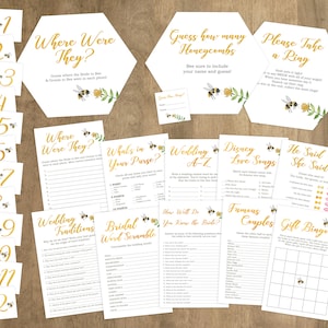 Bee Bridal Shower Game Bundle - Printable Party Games Pack