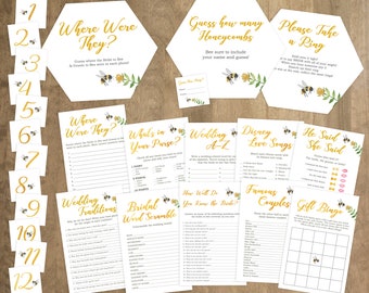 Bee Bridal Shower Game Bundle - Printable Party Games Pack