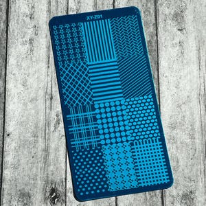 Plaid Polka Dots Steel Nail Stamping Plates: Stripe Swirl Ripple Geometric Graphic Shapes Figures