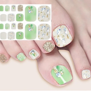 Silver Foil Toenail Green Toe Nail Art Wrap Glitter Gold White Self Adhesive Nail Art  Decals J23Series