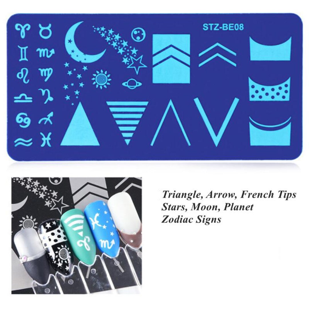 Signails Star Mask French Tips Star Sign Nail Stamping Plates Zodiac Signs 12 ...