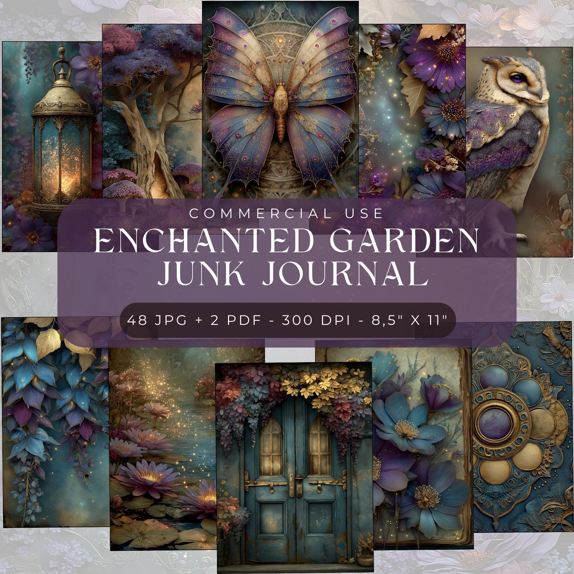 Midnight Enchanted Garden Junk Journal Pages: Watercolor Animals ...