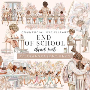 Clipart einde school – aquarel klas afstuderen png-bestanden, cadeau leraar, vaarwel school illustratie set, decor kinderen onderwijs, pastel