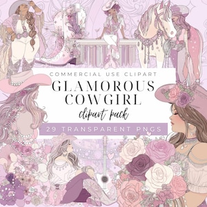 Clipart di Cowgirl Curvy, Clipart di Cowgirl Glamour - 29 PNG, Ragazza Western Pastello, Cappelli da Cowboy Boho, Stivali, Cavalli, Bar, Cowgirl Taglie Forti