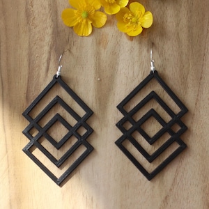 3D printed plastic square geometry earring