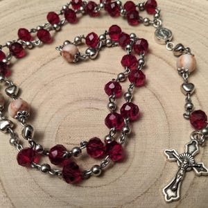 Anglican / Episcopal Rosary with Czech Glass / Red Line Jasper and Crucifix Pendant Prayer Beads 223