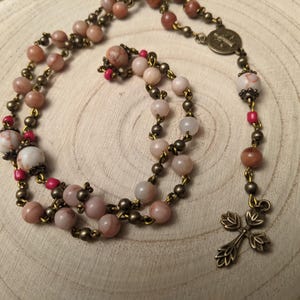 Anglican / Episcopal Rosary with Red Network Jasper / Red Line Jasper and Cross Pendant Prayer Beads 199
