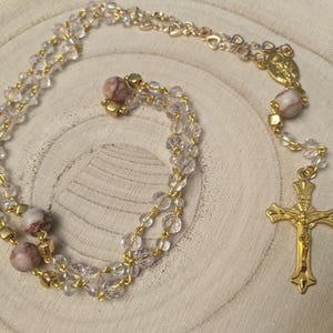 Anglican / Episcopal Rosary with Czech Glass / Red Line Jasper and Crucifix Pendant Prayer Beads 246