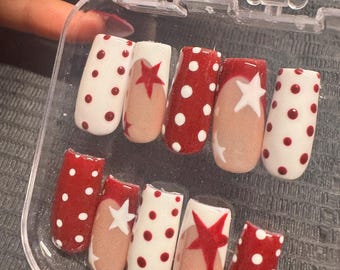 Uñas postizas hechas a mano, serie de lunares - Varios diseños