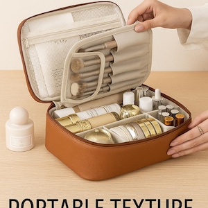 Make-up-Taschen-Organizer – Kosmetiktasche mit großem Fassungsvermögen und Fächern – Reiseetui für Pinsel, Hautpflegeprodukte und Kosmetik – Ideales Geschenk