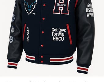 Howard University-varsityjack | Legacy wollen bomberjack The Mecca Letterman-jas met leren mouwen Unisex premium streetwear-jassen