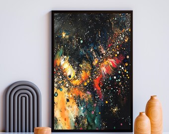 Psychodeliczna Abstrakcyjna Wydrukowana Ścienna Sztuka – Trippy Kolorowy Cyfrowy Wydruk – Natychmiastowe Pobieranie Dekoracji