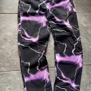 Jaded London Skate Fit Purple Lightning Bolt Jeans | Y2K