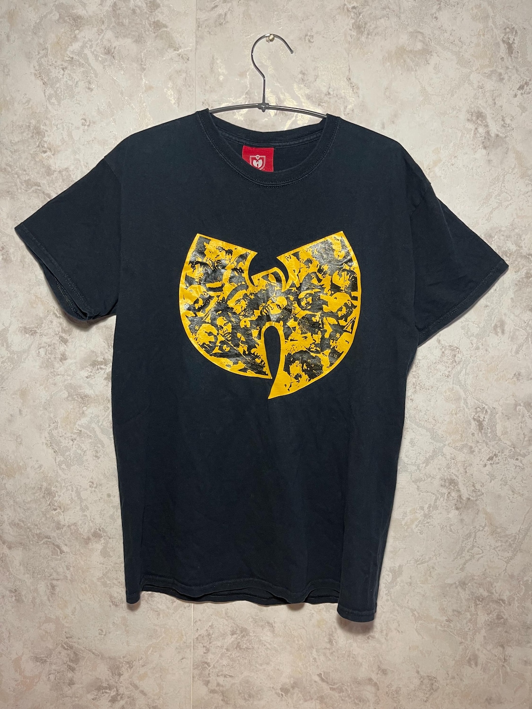 90s Vintage Wu-tang Clan Wu Wear Black T-shirt - Yellow Camo Skull