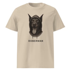 Doberman Hoodie T-Shirt – Cool Dog Graphic Tee – Gift for Him, Streetwear Doberman Shirt, Urban Dog Lover Shirt